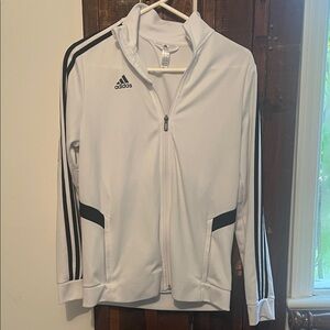 Adidas White Track Jacket with Black Stripes